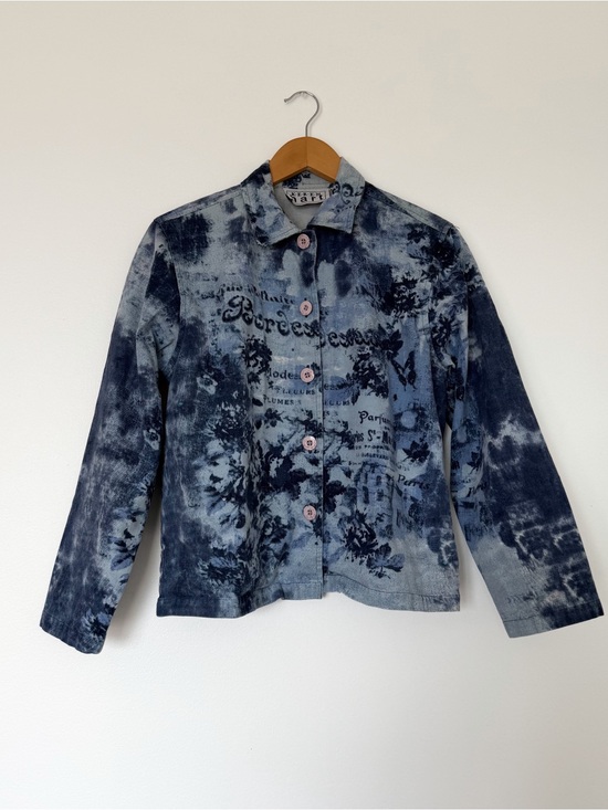 KEREN hart Jackets & Blazers - Graphic Print  Y2K Grunge Blue Long Sleeve Denim Jacket